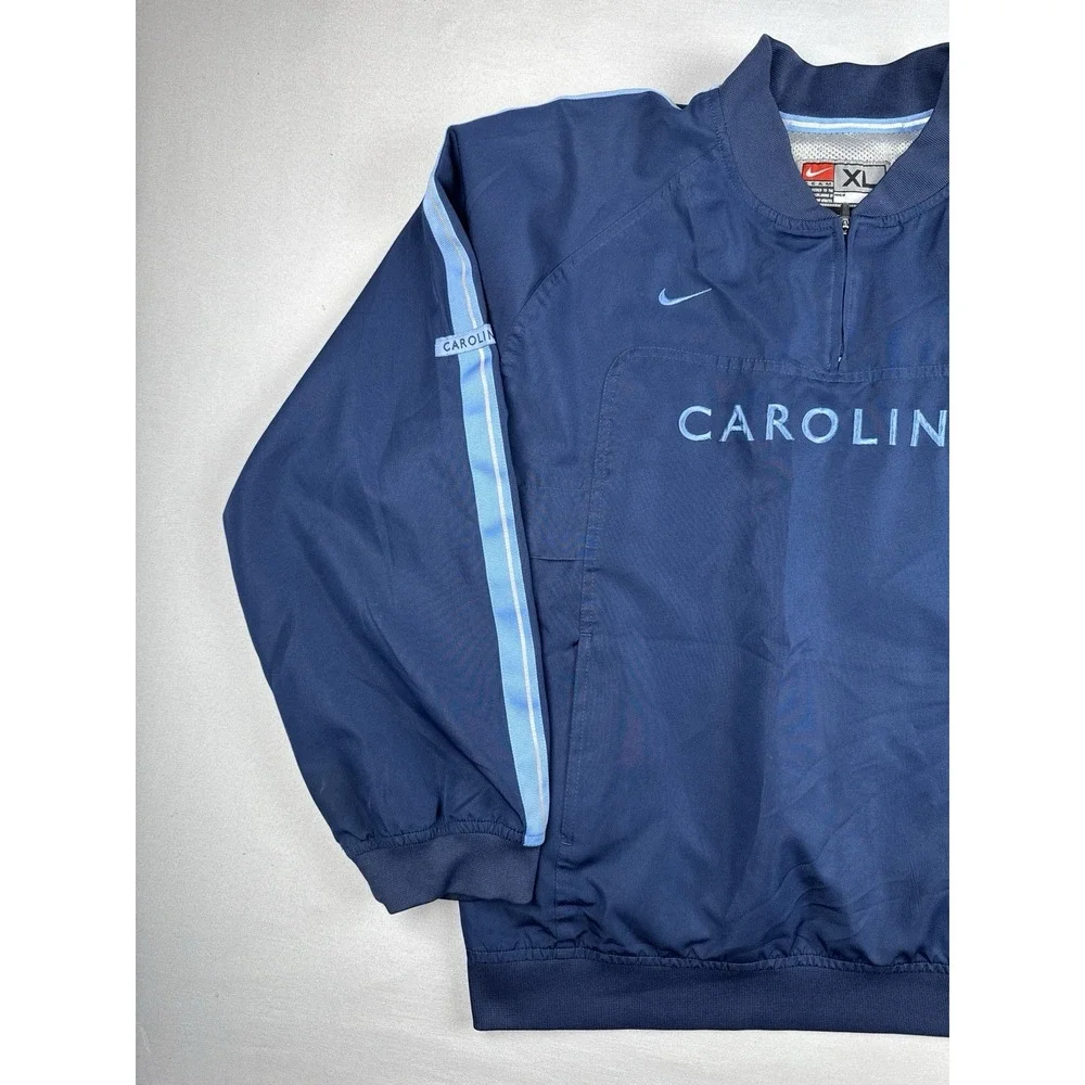 Nike Team North Carolina Tar Heels Pullover Windbreaker Jacket XL Blue Y2K